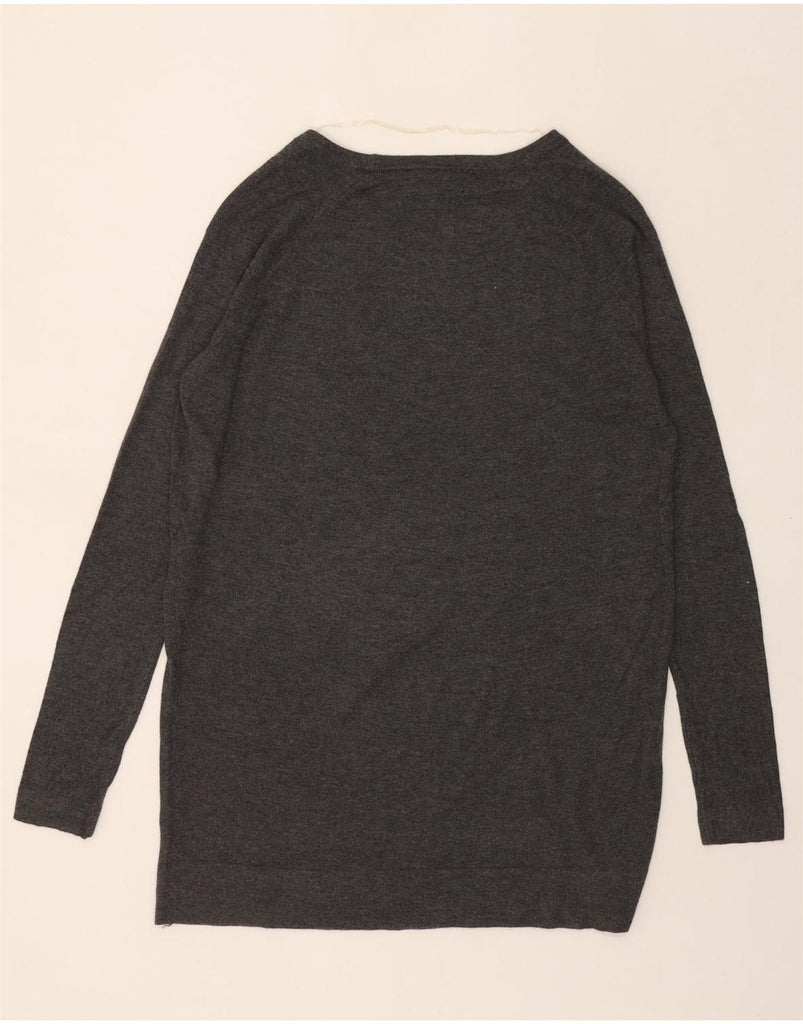 MOSSIMO Womens Longline Boat Neck Jumper Sweater UK 6 XS Grey Nylon Vintage Mossimo and Second-Hand Mossimo from Messina Hembry 