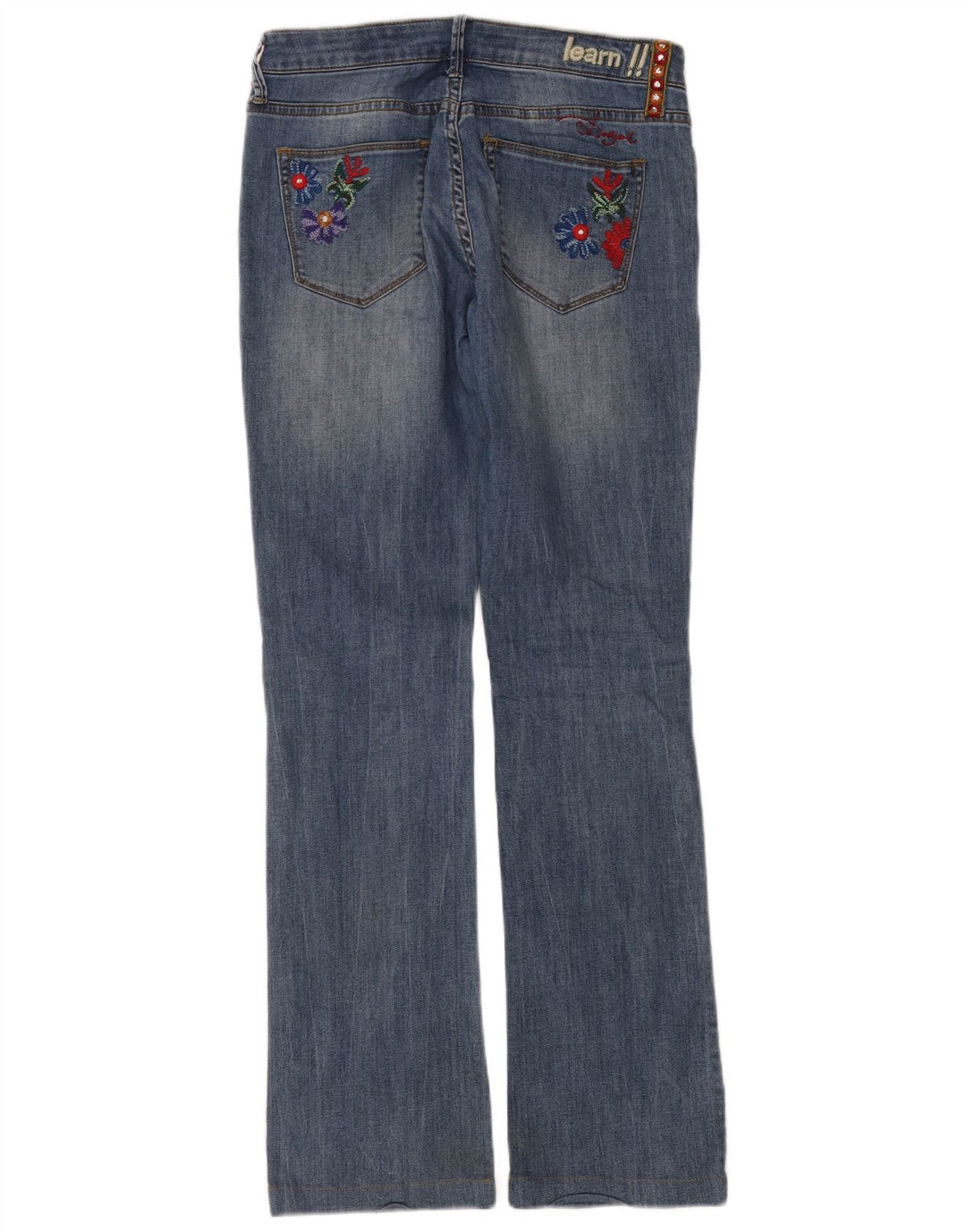 Desigual Womens Bootcut Jeans W32 L32 Blue Floral