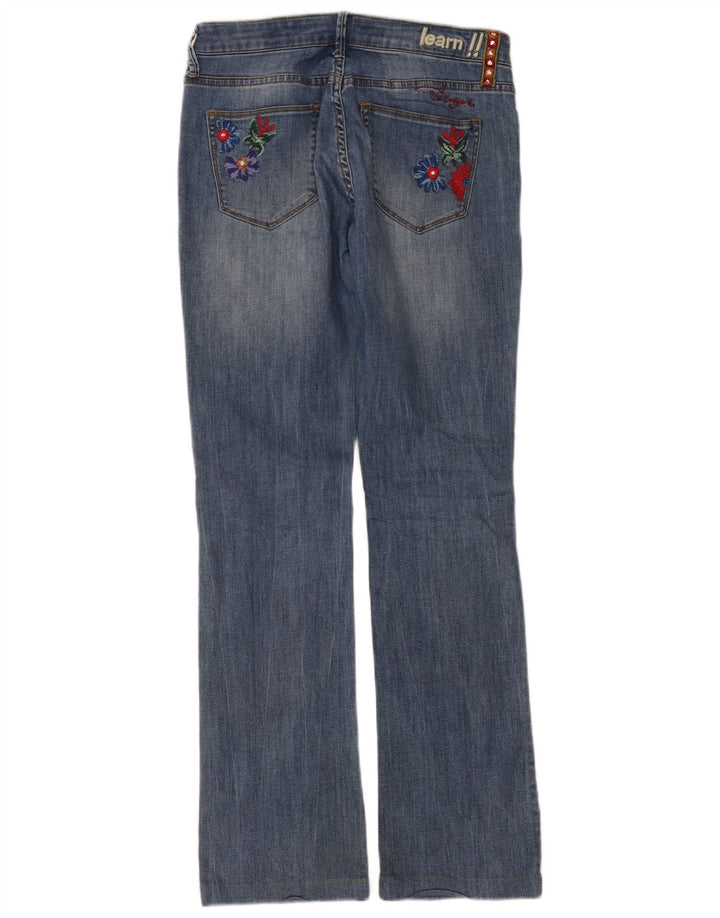 Desigual Womens Bootcut Jeans W32 L32 Blue Floral