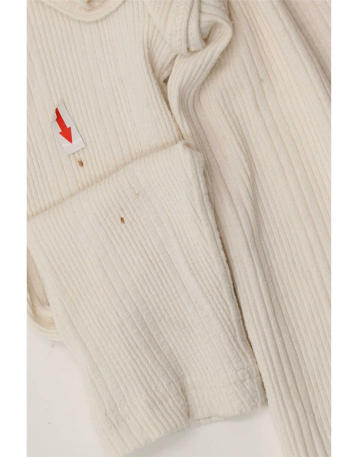 Zara Womens Crop Top Long Sleeve UK 8 Small Off White Cotton