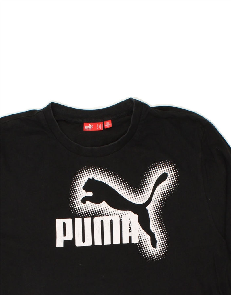 PUMA Mens Graphic Top Long Sleeve XL Black Cotton | Vintage Puma | Thrift | Second-Hand Puma | Used Clothing | Messina Hembry 