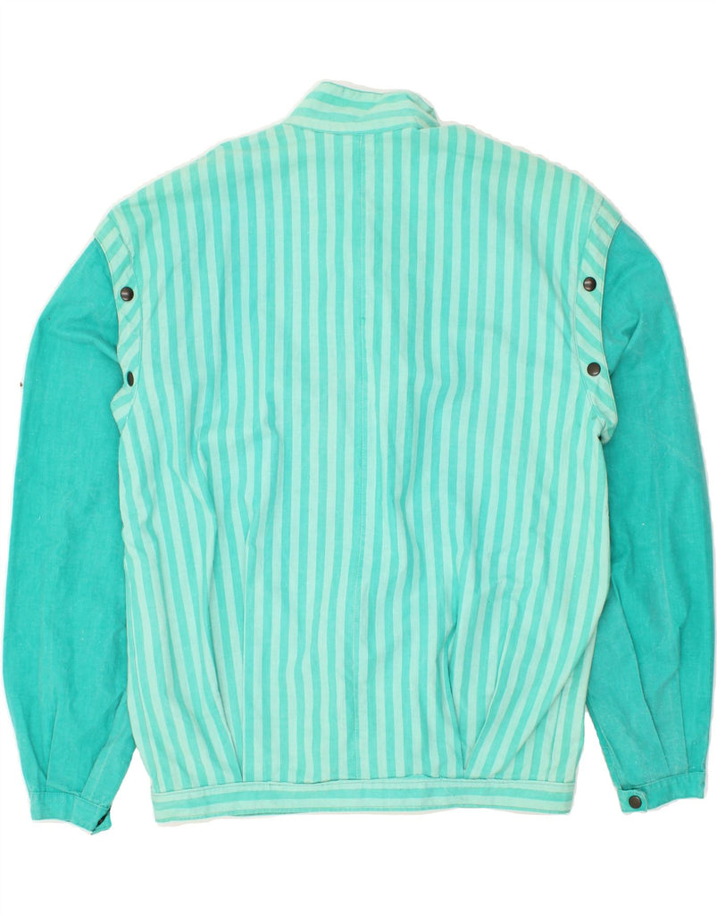 VINTAGE Mens Bomber Jacket UK 40 Large Turquoise Striped | Vintage Vintage | Thrift | Second-Hand Vintage | Used Clothing | Messina Hembry 