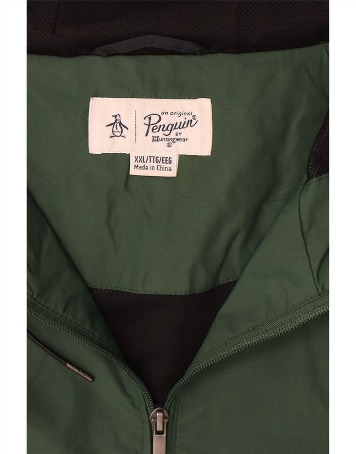Penguin Mens Hooded Rain Jacket UK 44 2XL Green Polyamide