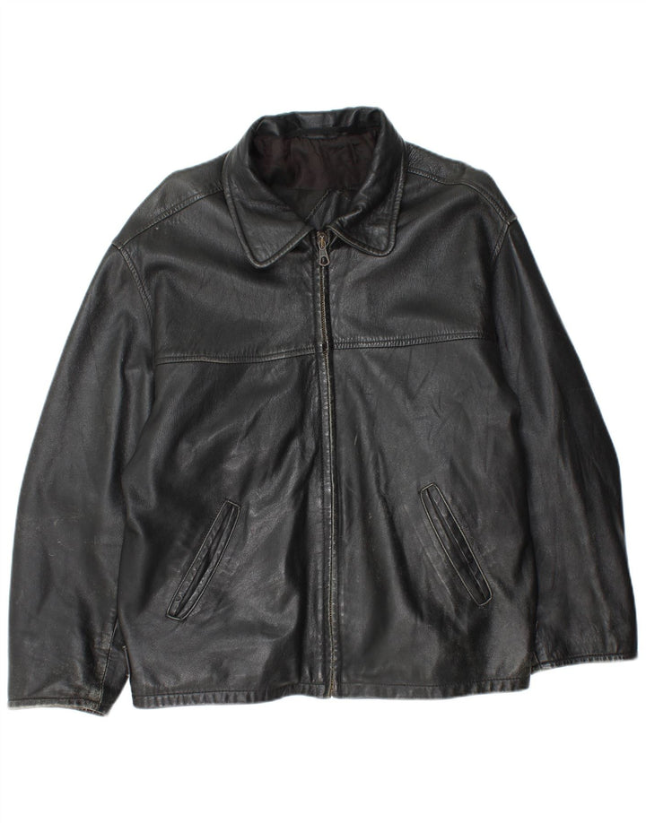 Vintage Mens Leather Jacket UK 38 Medium Black Leather