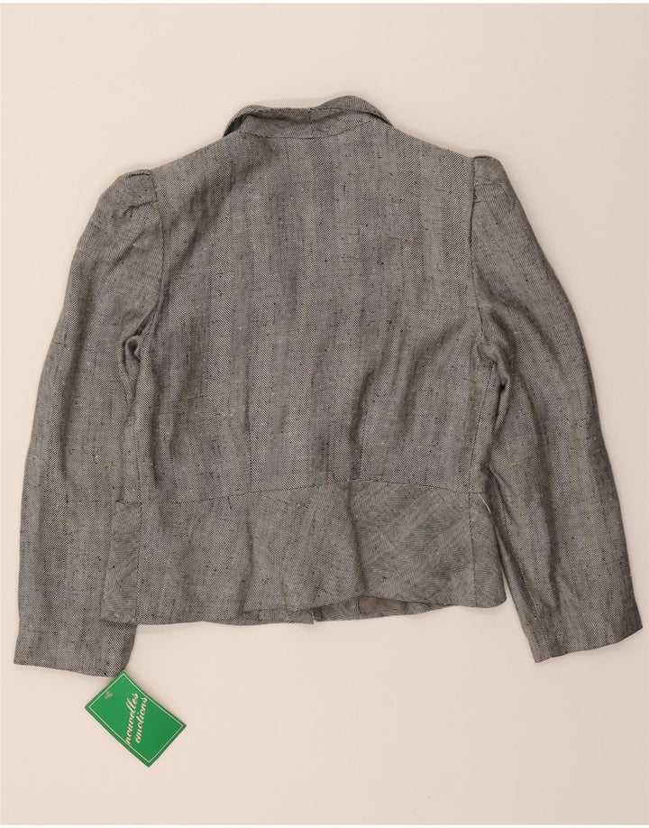 VINTAGE Womens 1 Button Blazer Jacket IT 48 XL Grey Pinstripe Vintage Vintage and Second-Hand Vintage from Messina Hembry 