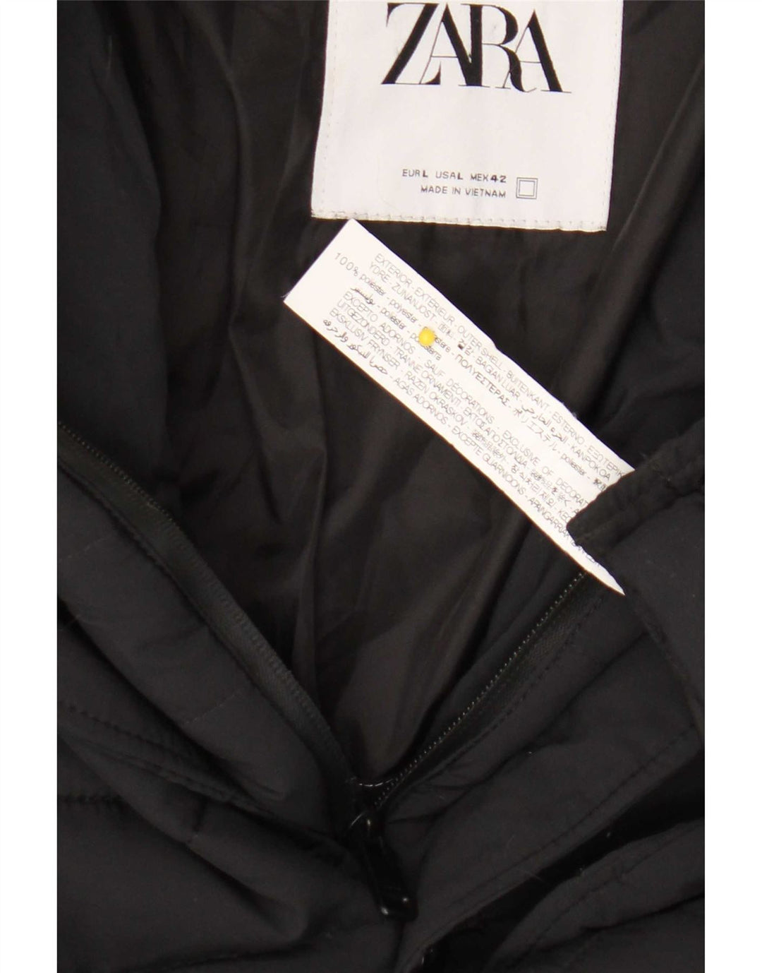 Zara Mens Padded Jacket UK 40 Large Black Polyester