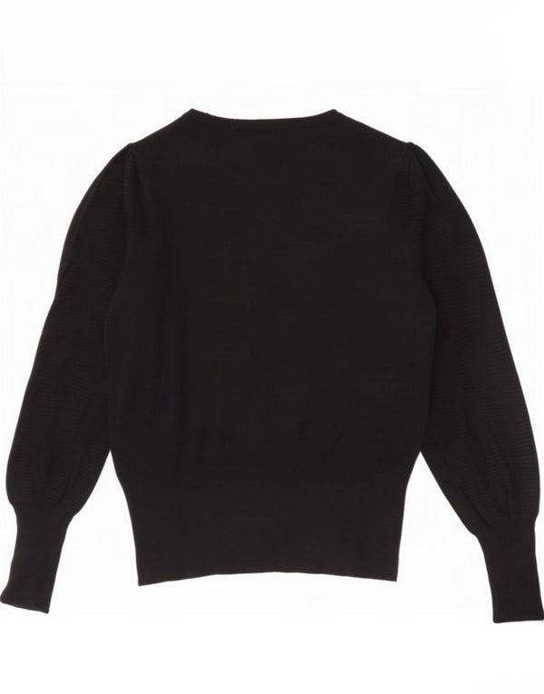 Marks & Spencer Womens Boat Neck Jumper Sweater UK 10 Small Black Viscose