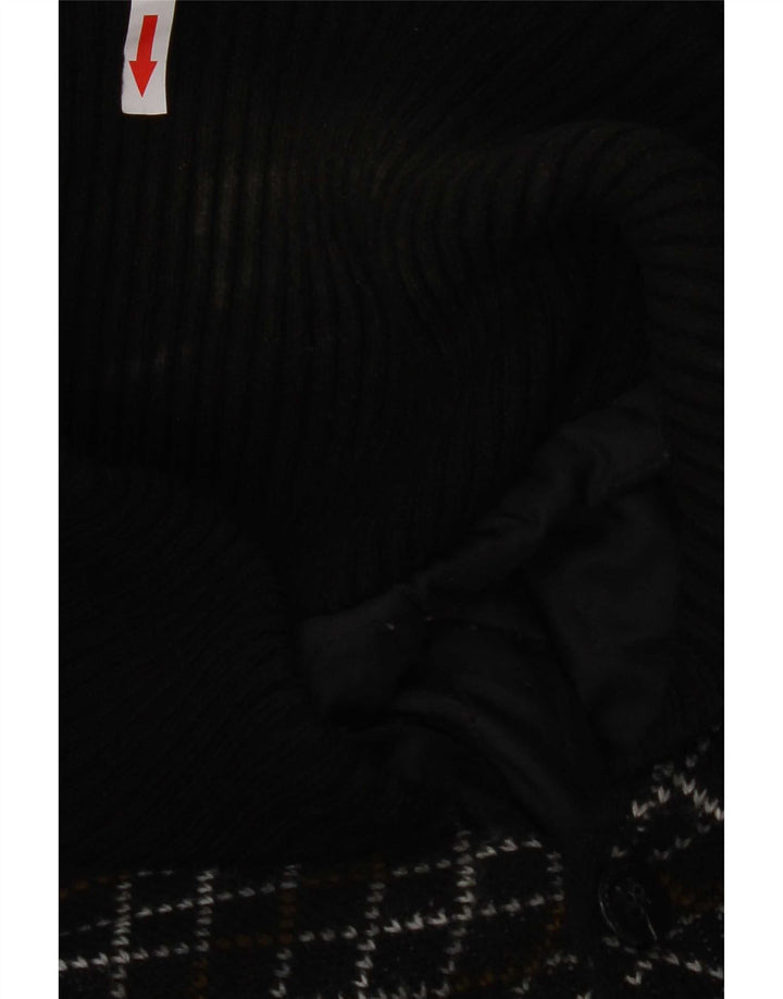 Finnegan Mens Cardigan Sweater Large Black Fair Isle Acrylic