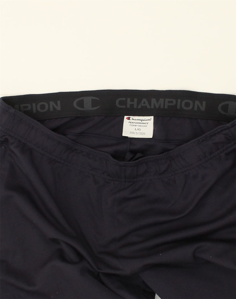 CHAMPION Womens Tracksuit Trousers Joggers UK 16 Large Navy Blue Polyester | Vintage Champion | Thrift | Second-Hand Champion | Used Clothing | Messina Hembry 