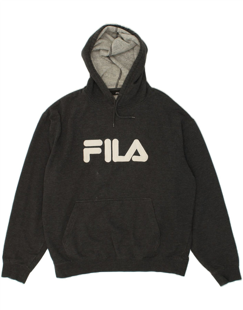 FILA Mens Graphic Hoodie Jumper Large Grey Cotton | Vintage Fila | Thrift | Second-Hand Fila | Used Clothing | Messina Hembry 