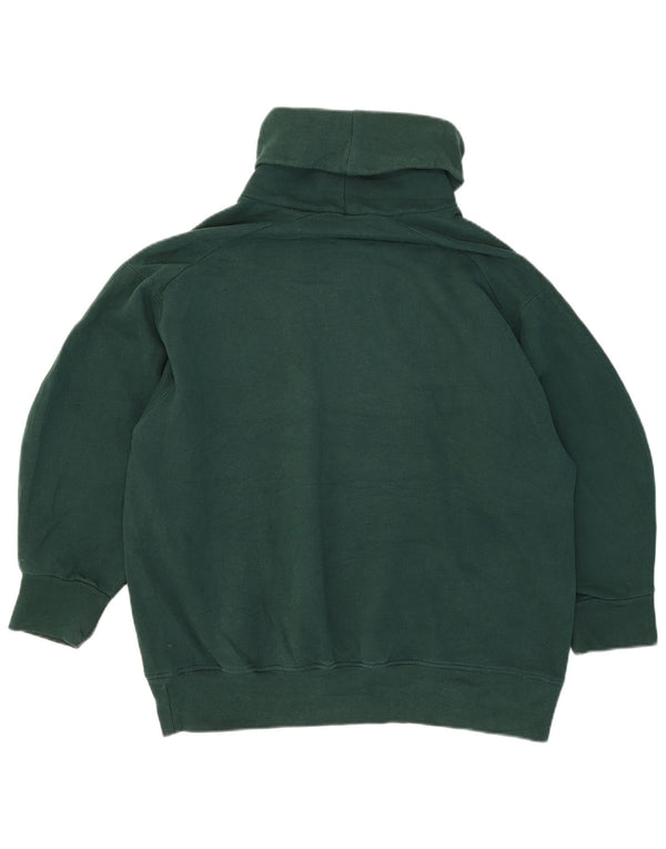 Zara Womens 3/4 Sleeve Roll Neck Sweatshirt Jumper UK 14 Medium Green