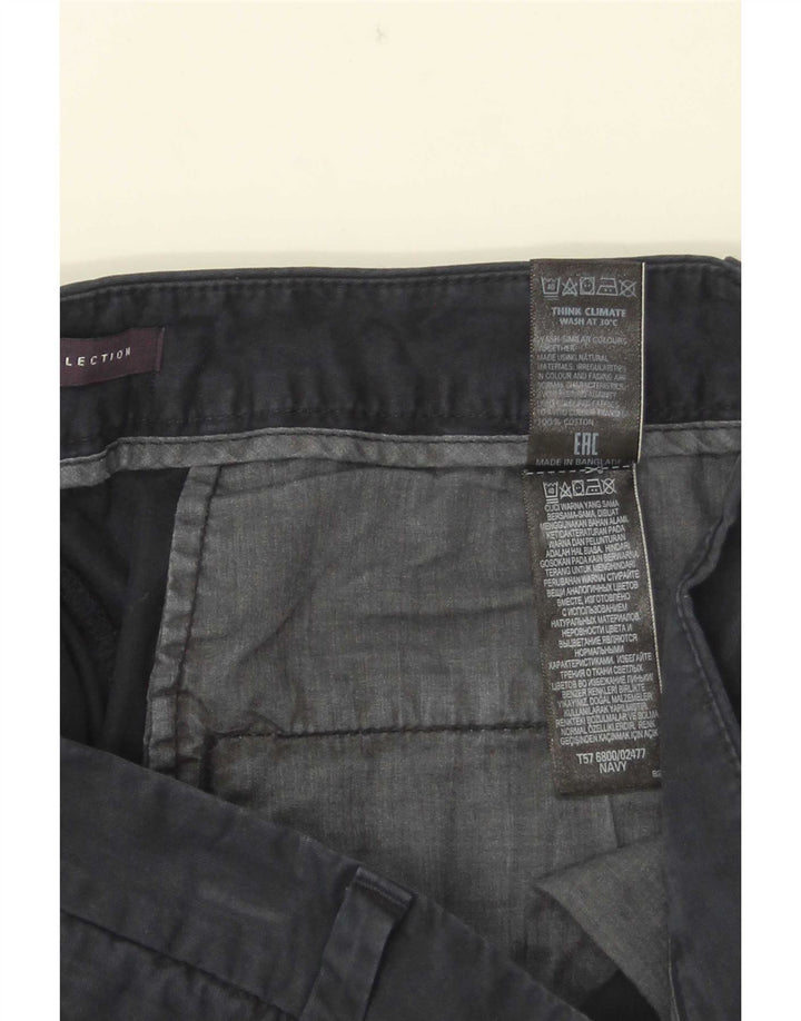 Marks & Spencer Womens Chino Trousers UK 12 Medium W32 L26 Navy Blue