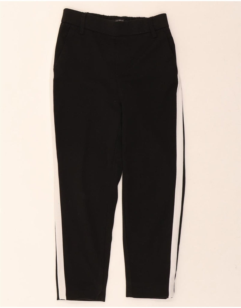 ZARA Womens Tapered Cropped Trousers UK 4 XS W24 L24 Black Colourblock Vintage Zara and Second-Hand Zara from Messina Hembry 