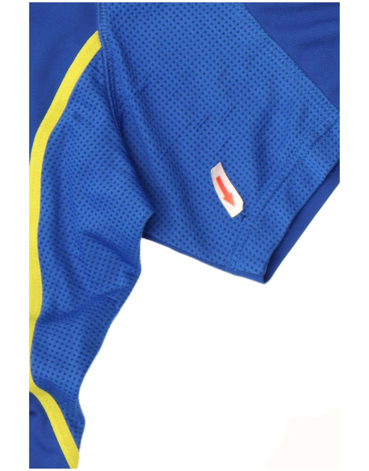 Adidas Mens Zip Neck T-Shirt Top Medium Blue Polyester