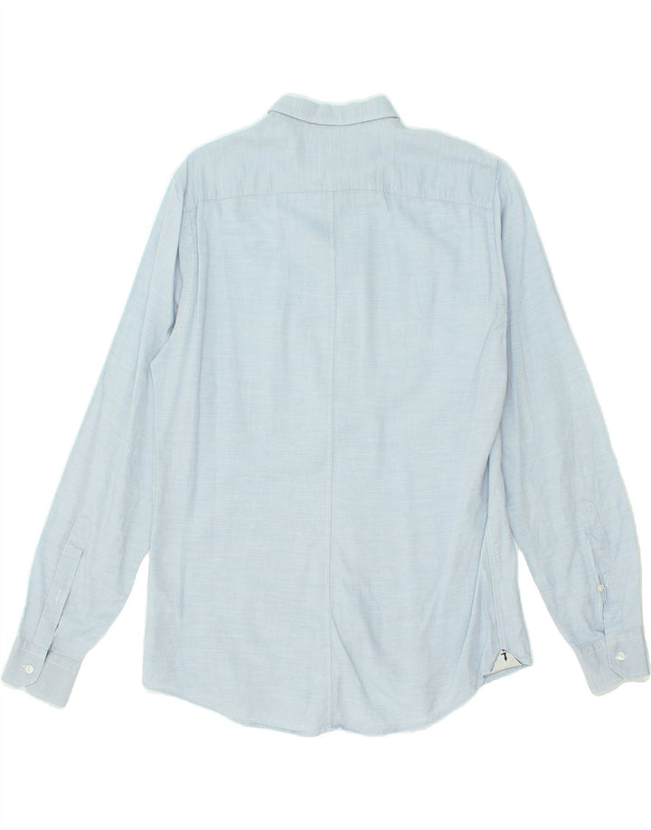 TRUSSARDI Mens Regular Fit Shirt Size 41 Medium Blue Cotton Vintage Trussardi and Second-Hand Trussardi from Messina Hembry 