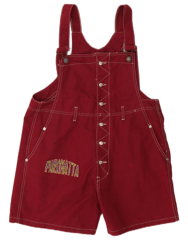Vintage Womens Graphic Dungarees Shorts W38 XL Burgundy
