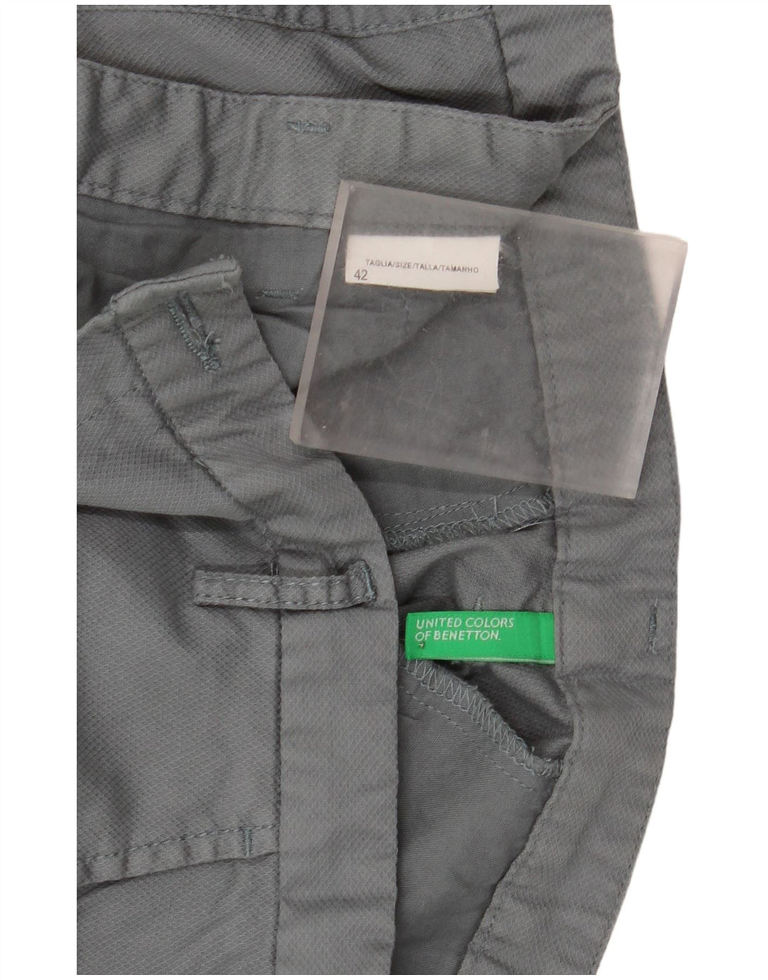 Benetton Womens Slim Chino Trousers IT 42 Medium W32 L28 Grey