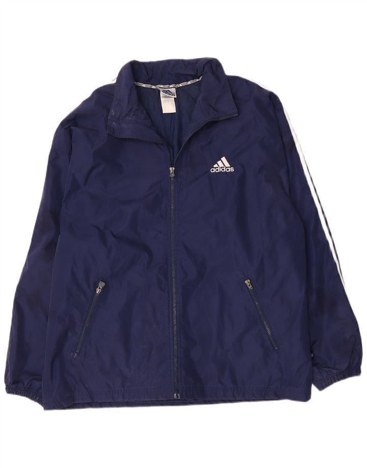 Adidas Mens Windbreaker Jacket UK 44/46 Large Navy Blue Polyamide