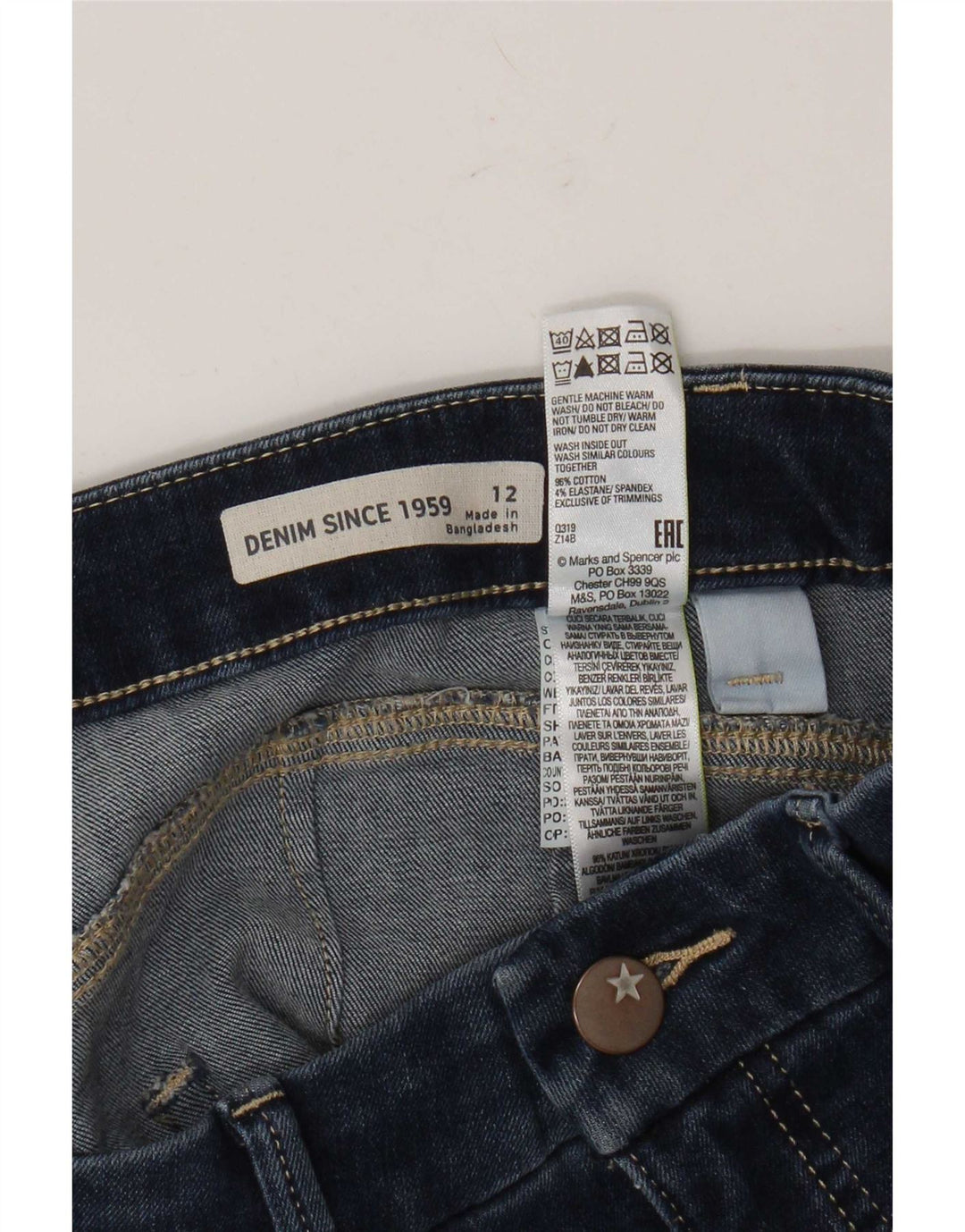 Marks & Spencer Womens Denim Shorts UK 12 Medium W32 Blue Cotton