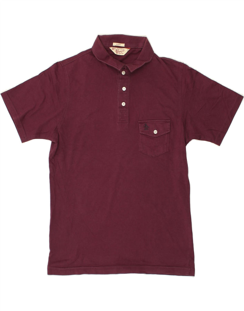 PENGUIN Mens Slim Fit Polo Shirt Medium Maroon Cotton | Vintage Penguin | Thrift | Second-Hand Penguin | Used Clothing | Messina Hembry 