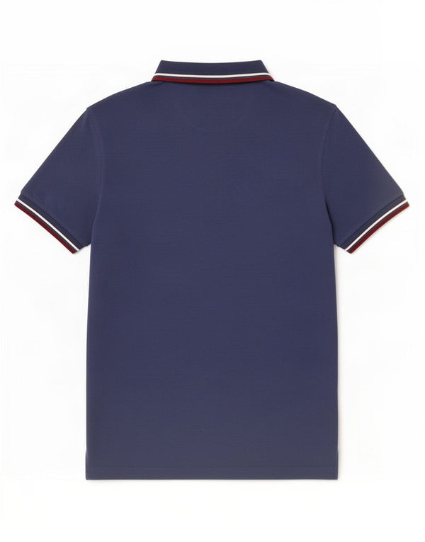 Fred Perry Mens Polo Shirt Medium Navy Blue Striped Cotton