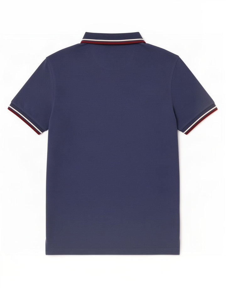 Fred Perry Mens Polo Shirt Medium Navy Blue Striped Cotton
