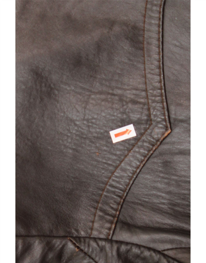 VINTAGE Mens Leather Coat IT 50 Large Brown Leather