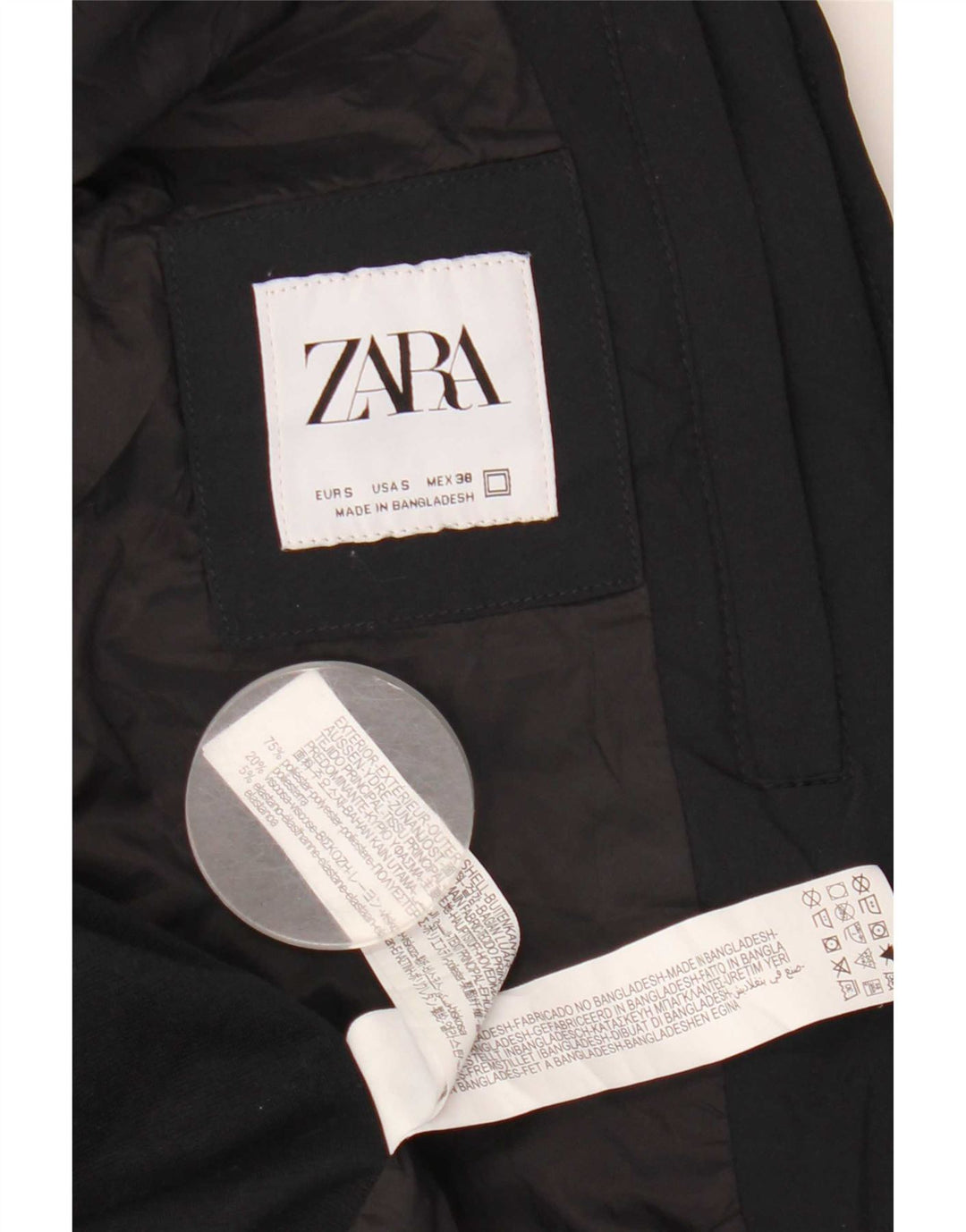 Zara Mens Bomber Jacket UK 36 Small Navy Blue Colourblock Polyester