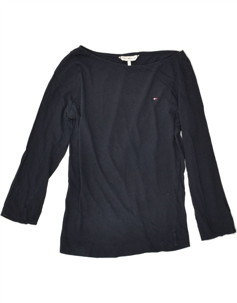 TOMMY HILFIGER Womens Top 3/4 Sleeve UK 6 XS Navy Blue Cotton | Vintage Tommy Hilfiger | Thrift | Second-Hand Tommy Hilfiger | Used Clothing | Messina Hembry 