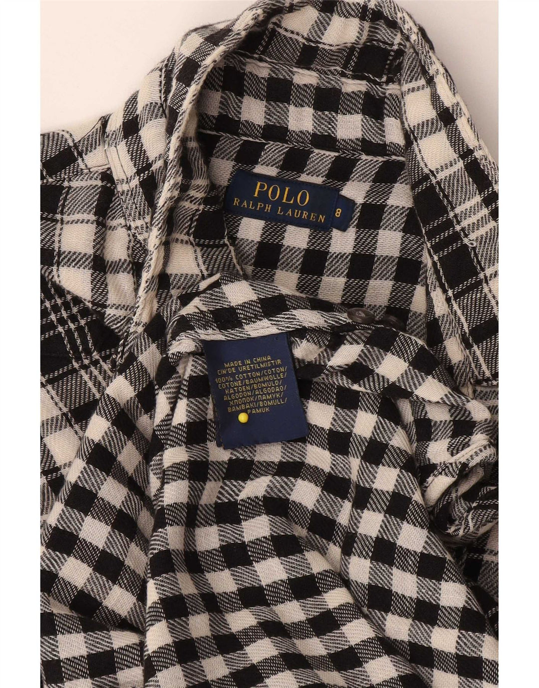 Polo Ralph Lauren Womens Shirt US 8 Medium Black Check Cotton