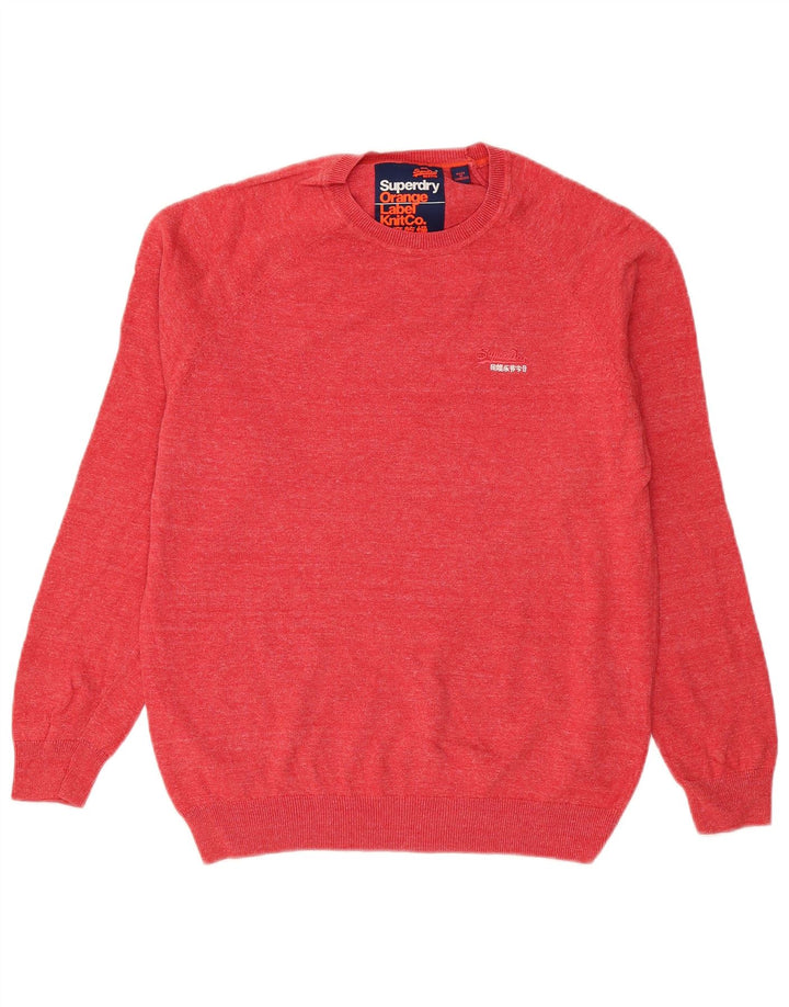 Superdry Mens Crew Neck Jumper Sweater Large Red Cotton