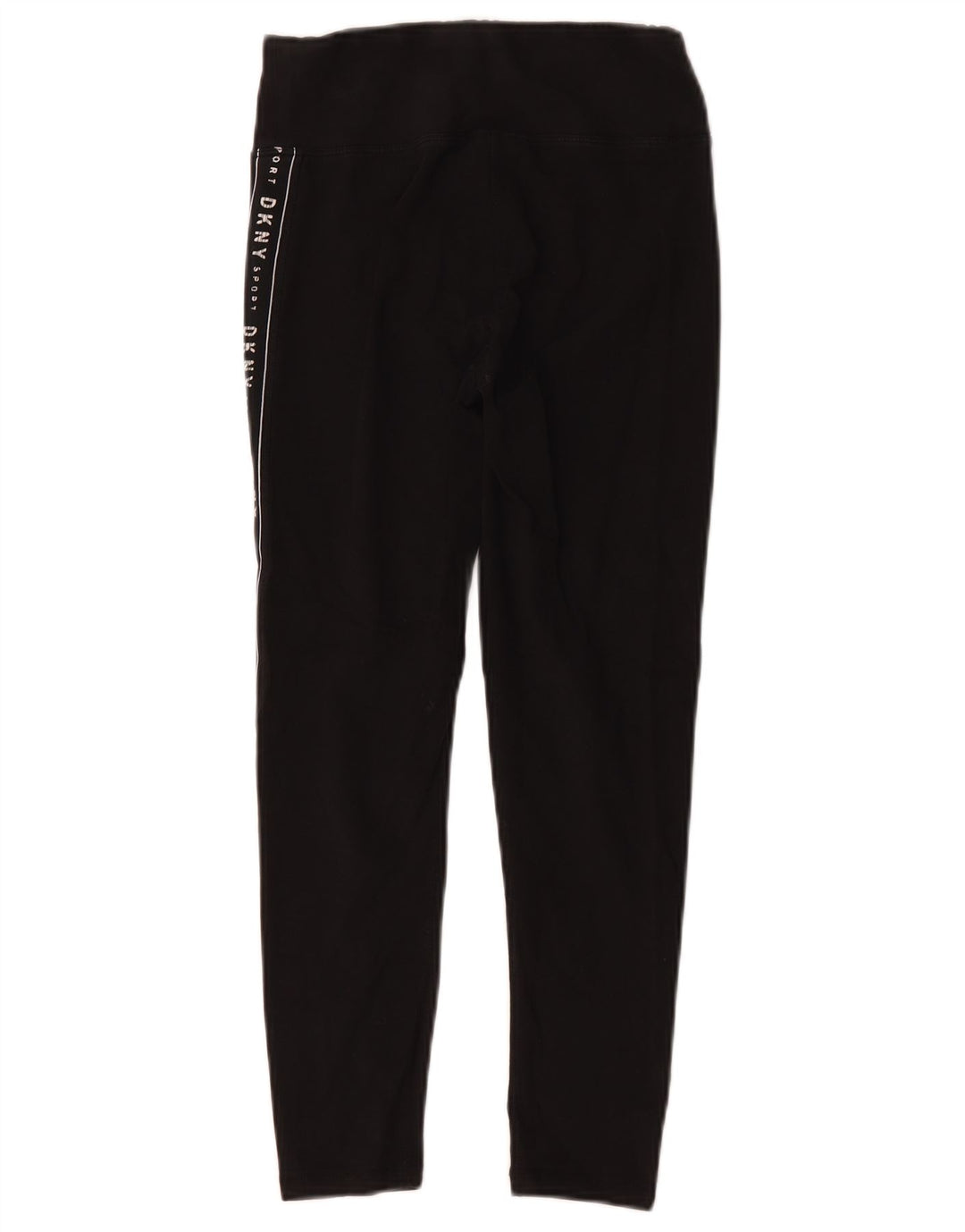Dkny Womens Crop Graphic Leggings UK 8 Small Black Cotton