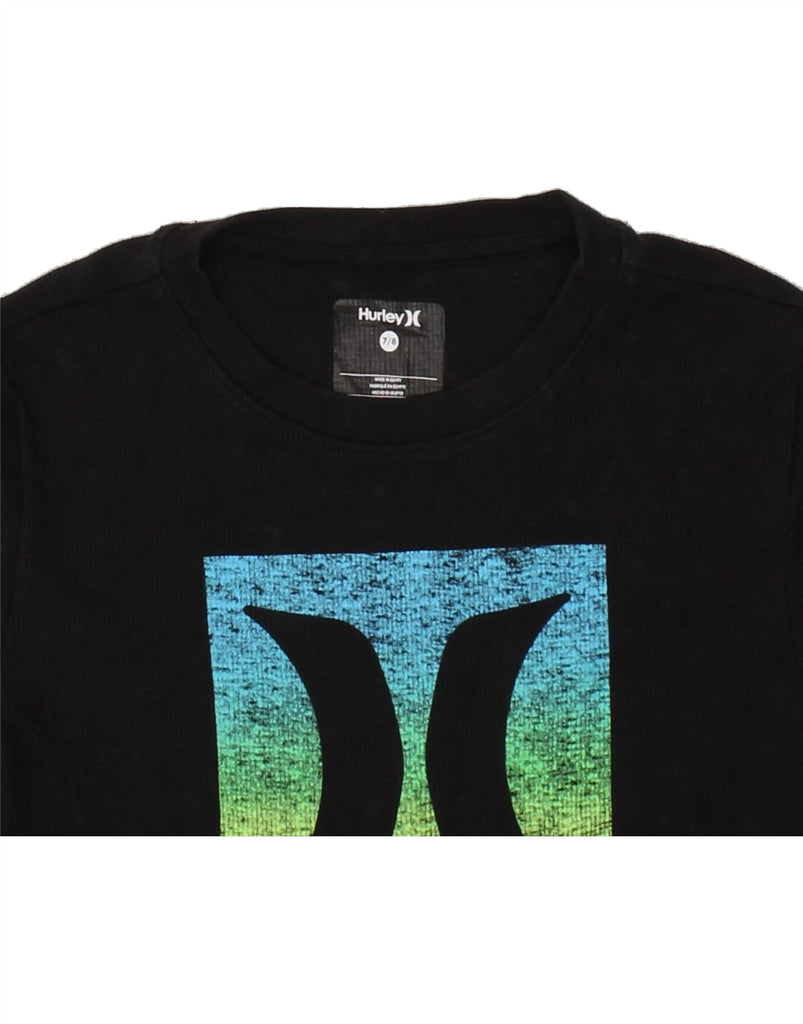 HURLEY Boys Graphic T-Shirt Top 7-8 Years Black Cotton Vintage Hurley and Second-Hand Hurley from Messina Hembry 