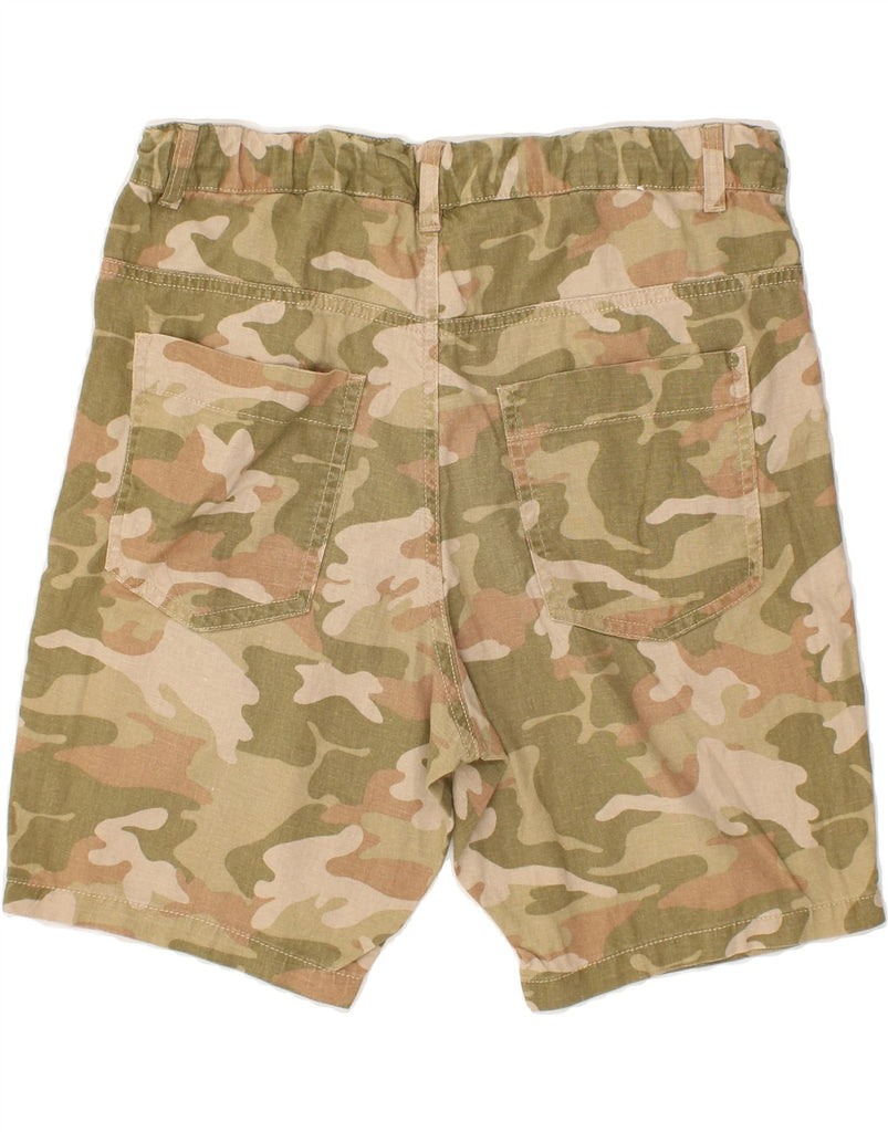 BENETTON Boys Casual Shorts 13-14 Years 3XL W32  Green Camouflage Linen Vintage Benetton and Second-Hand Benetton from Messina Hembry 