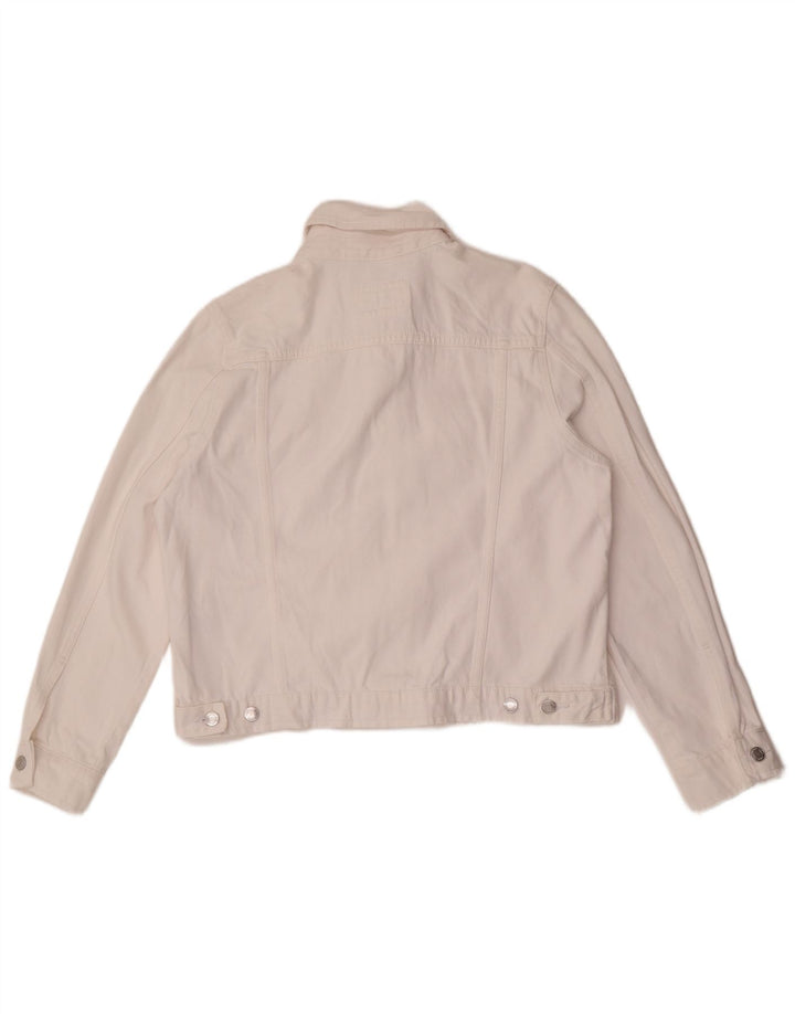 Marks & Spencer Womens Denim Jacket UK 14 Large White Cotton