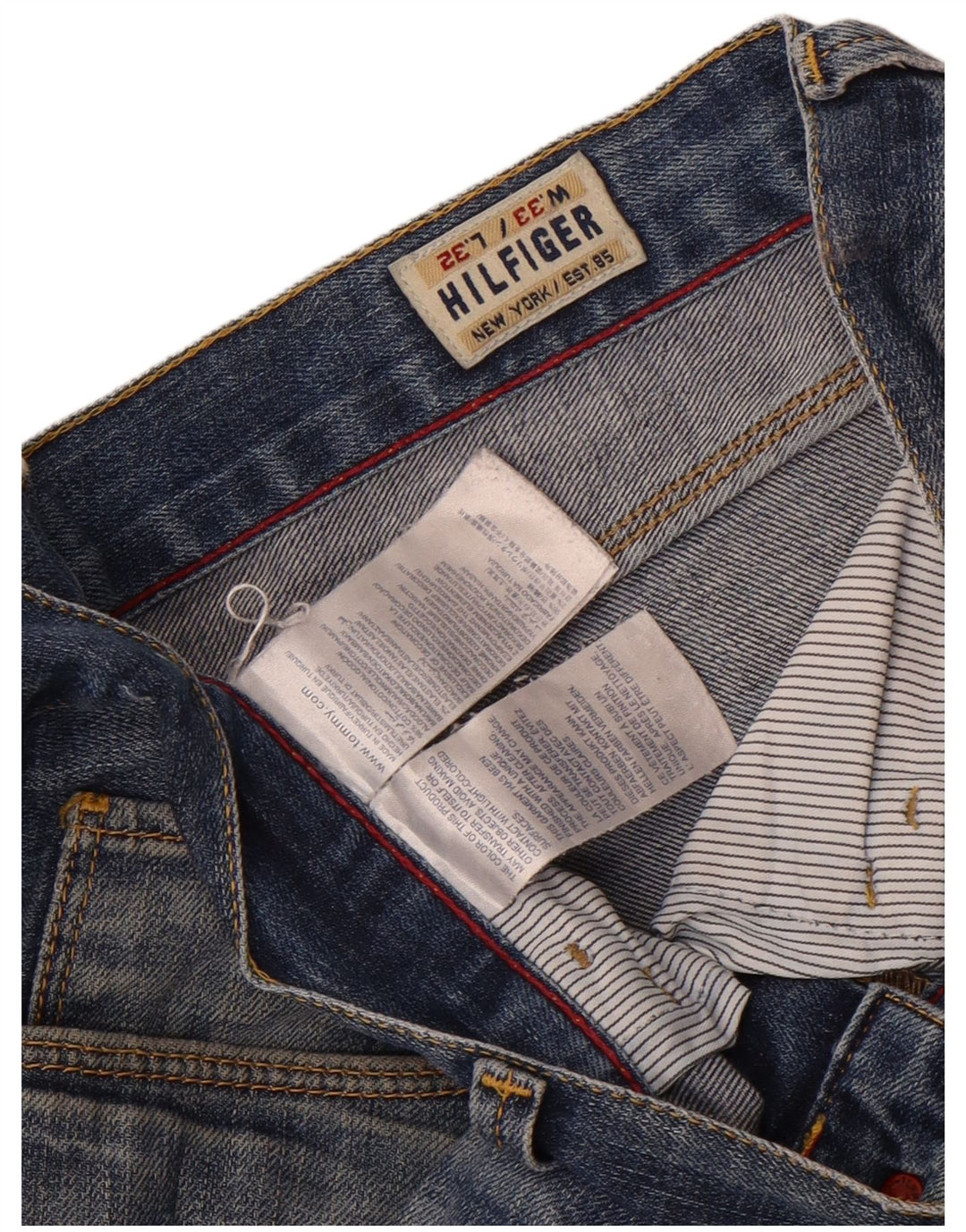 Tommy Hilfiger Mens Straight Jeans W33 L32 Blue Cotton