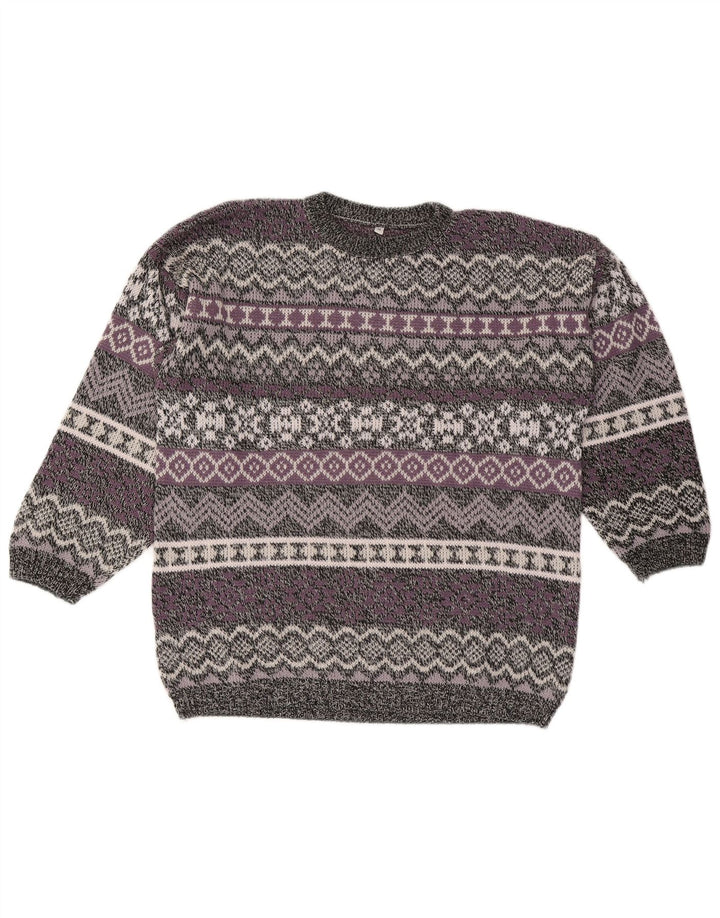 Vintage Mens Crew Neck Jumper Sweater Medium Multicoloured Fair Isle