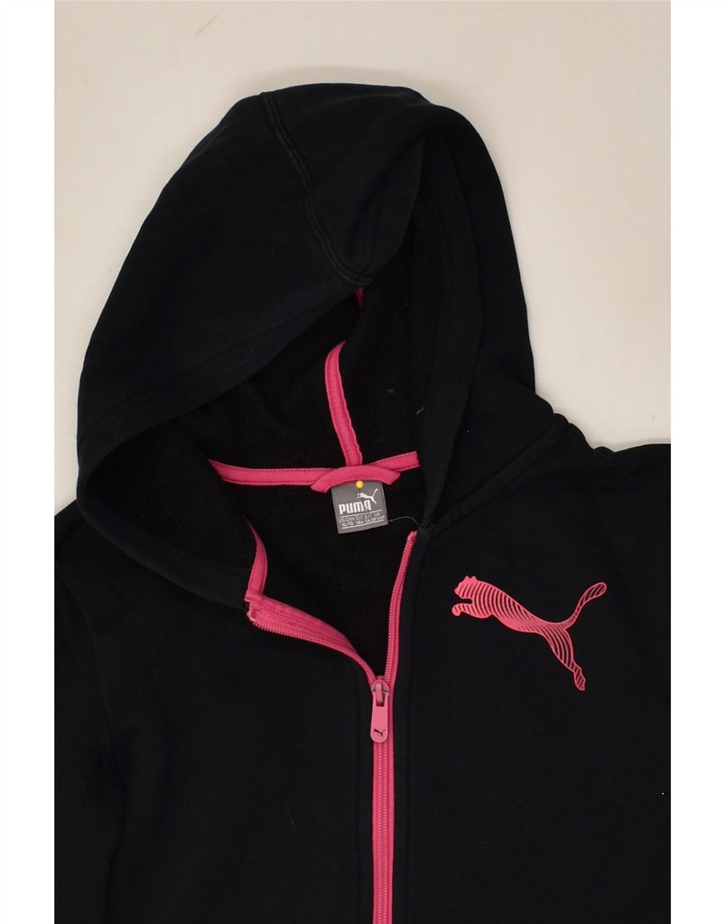 PUMA Girls Zip Hoodie Sweater 13-14 Years Black Cotton | Vintage Puma | Thrift | Second-Hand Puma | Used Clothing | Messina Hembry 