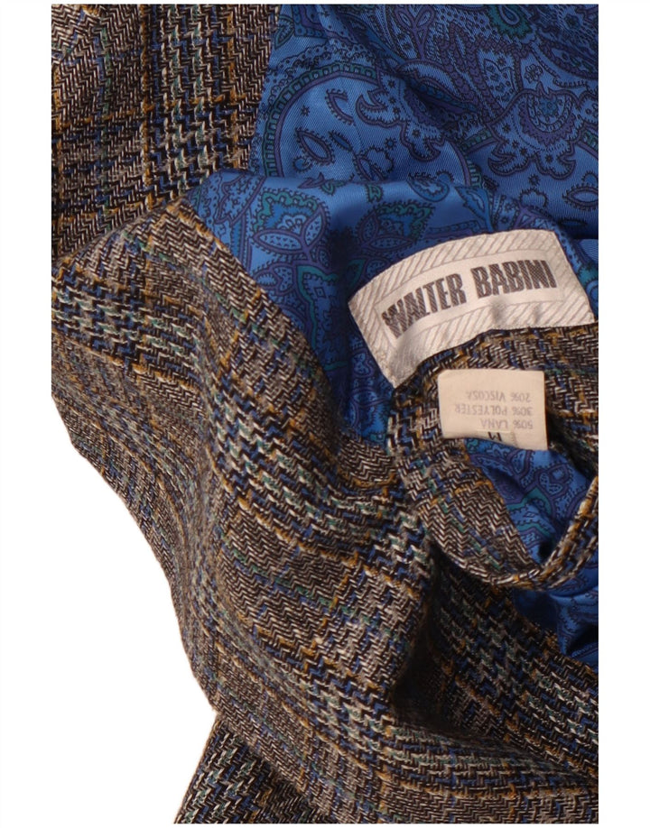 Vintage Mens 2 Button Blazer Jacket UK 38 Medium Grey Check Wool