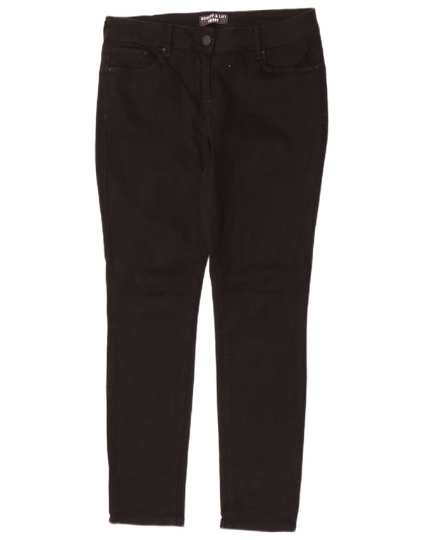 Marks & Spencer Womens Sculpt Lift Casual Trousers UK 14 Medium W30 L29 Bla