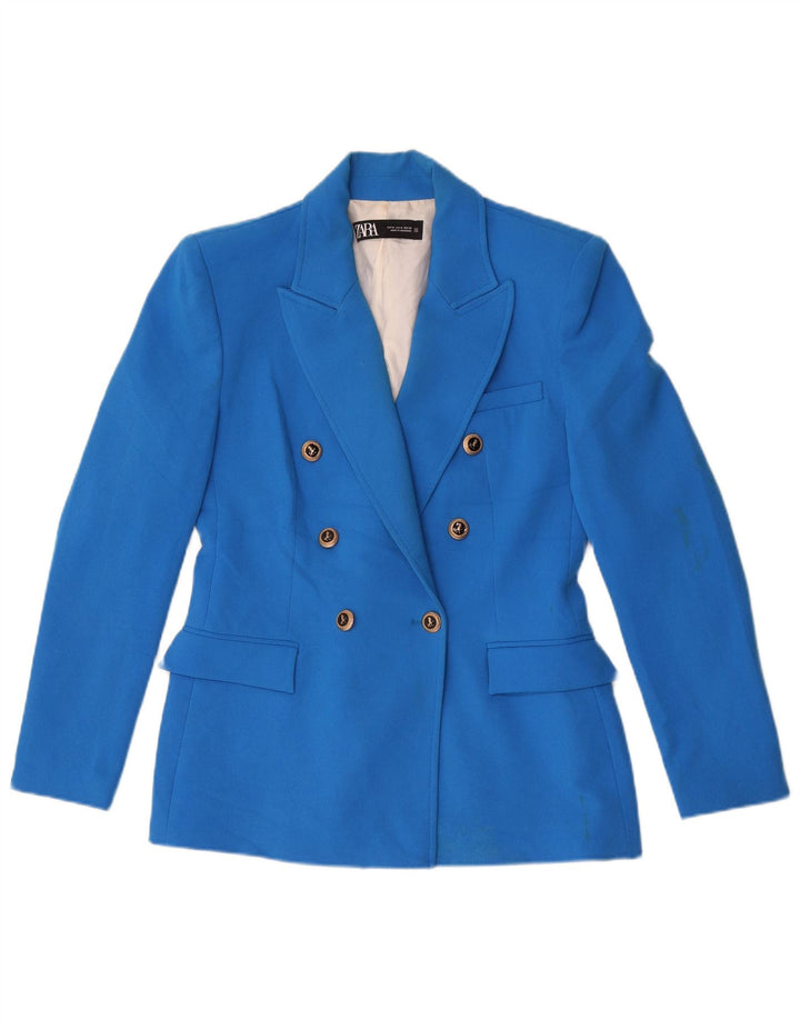 Zara Womens Double Breasted Blazer Jacket UK 14 Medium Blue
