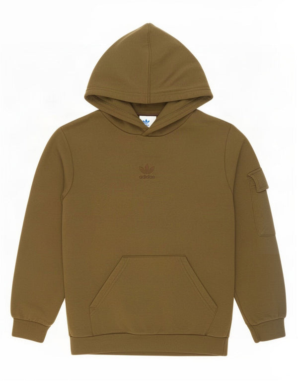 Adidas Boys Graphic Hoodie Jumper 11-12 Years Khaki Cotton