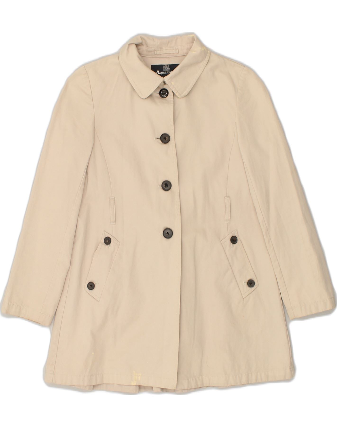 AQUASCUTUM Girls Overcoat 9 10 Years Beige Cotton