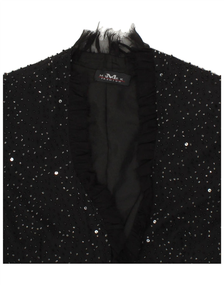 MUREK Womens Blazer Jacket UK 14 Medium Black Flecked Silk Vintage Murek and Second-Hand Murek from Messina Hembry 
