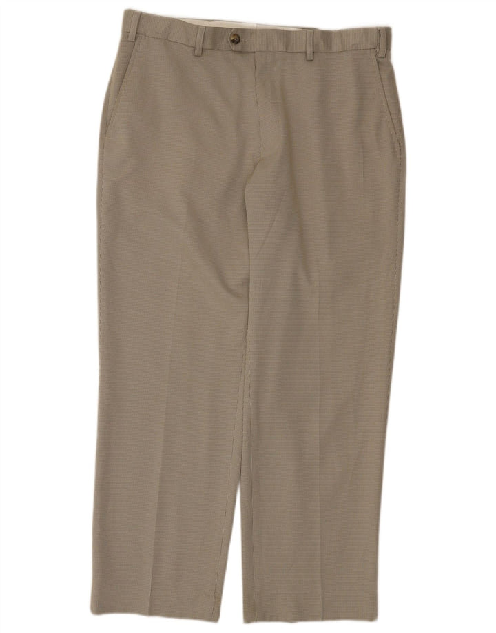 Marks & Spencer Mens Regular Suit Trousers W36 L29 Green Houndstooth