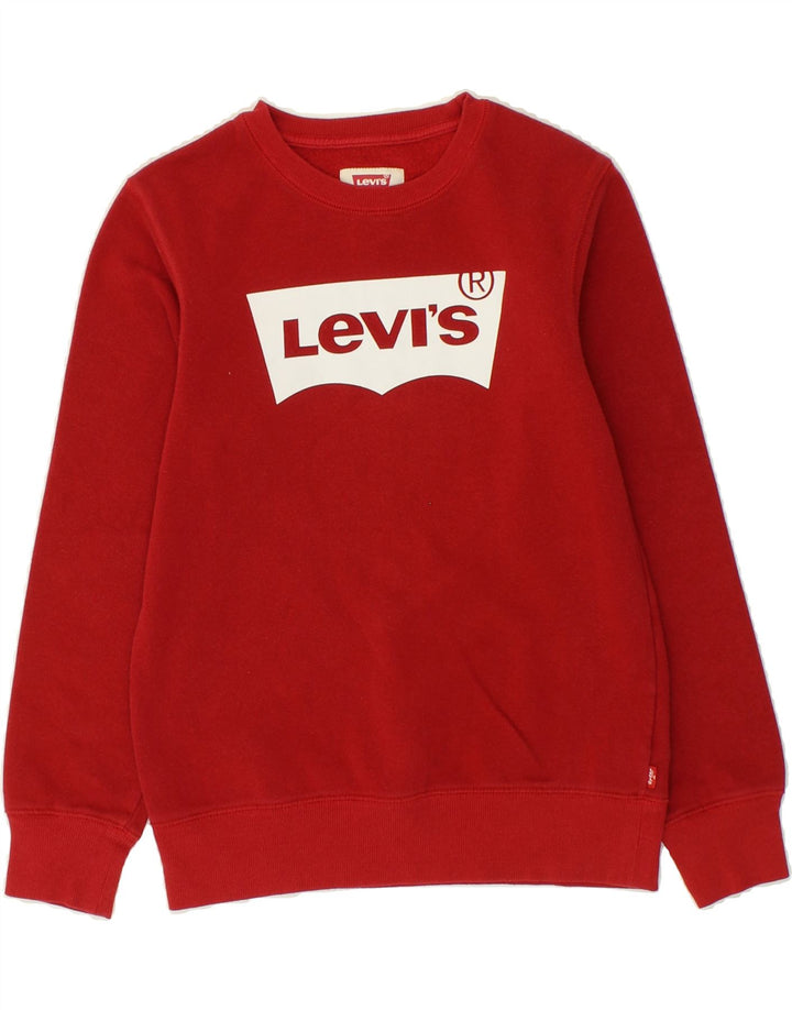 LEVI'S Boys Graphic Sweatshirt Jumper 13-14 Years Red Cotton Vintage Levi's and Second-Hand Levi's from Messina Hembry 