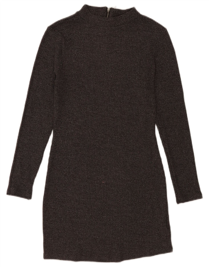 Marks & Spencer Womens Long Sleeve Jumper Dress UK 12 Medium Grey Flecked