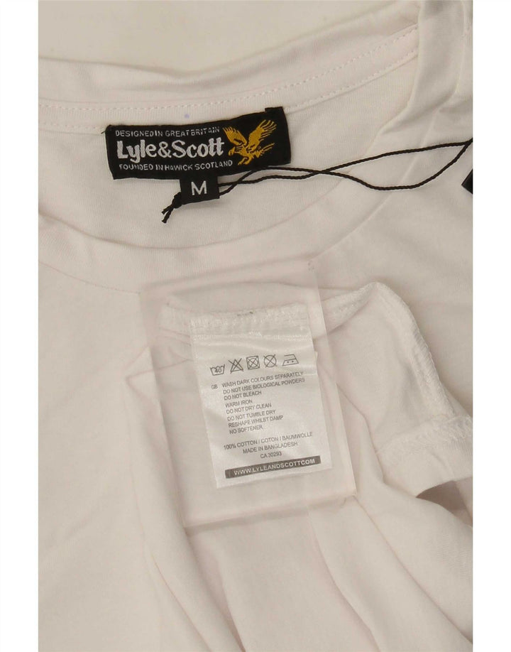 Lyle & Scott Mens T-Shirt Top Medium White Cotton