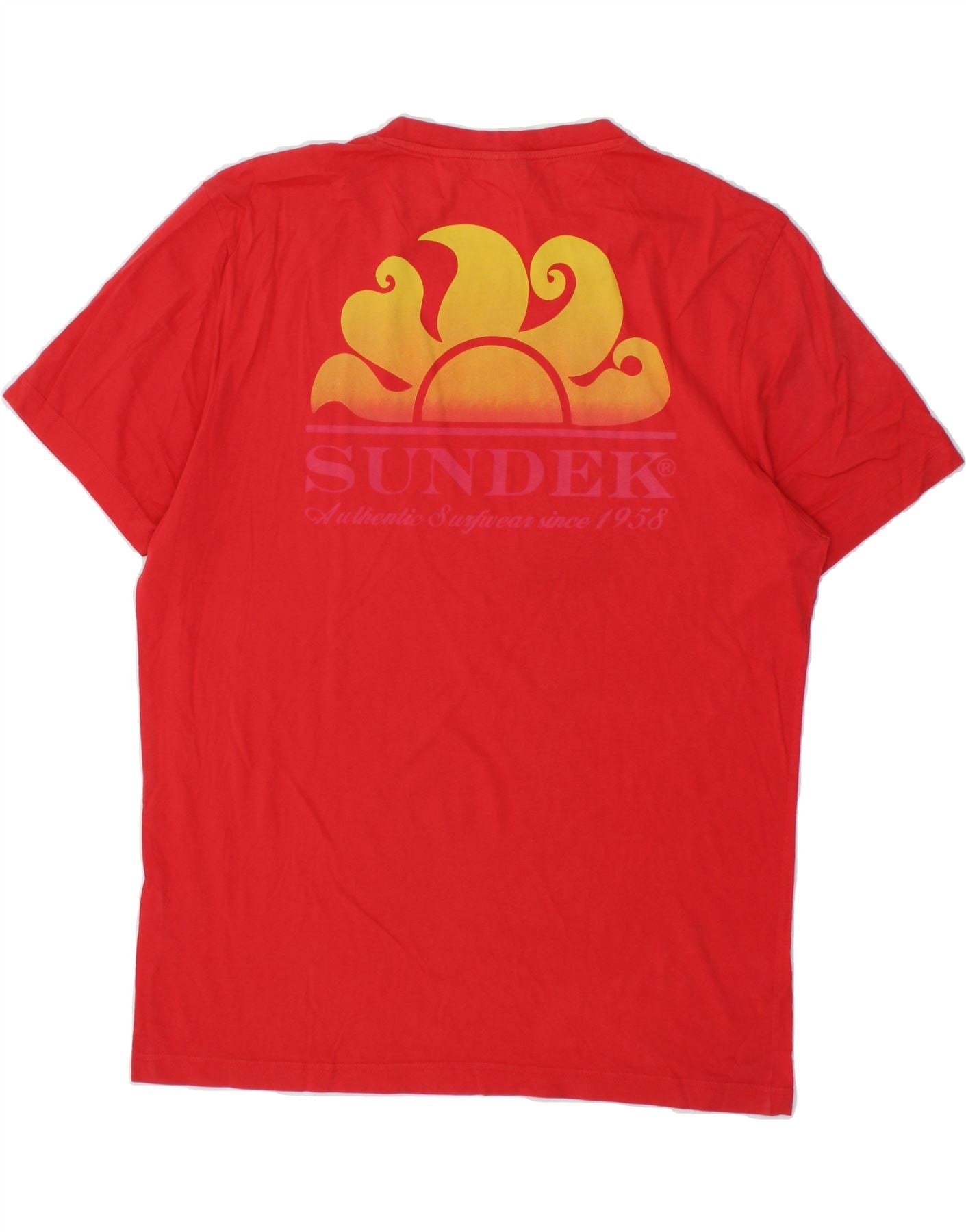 SUNDEK Mens Graphic T Shirt Top XL Red Cotton