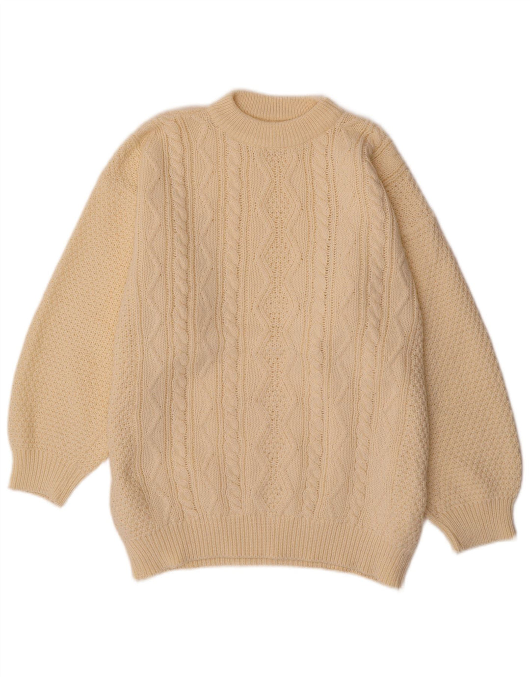 VINTAGE Womens Crew Neck Jumper Sweater UK 20 2XL Off White Polyacrylic